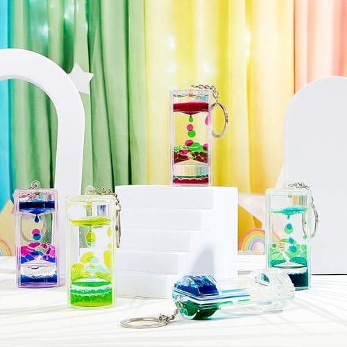 Equsion 12 Pcs Liquid Keychains Motion Bubbler Sensory Toys Liquid Timers End… - Image 6