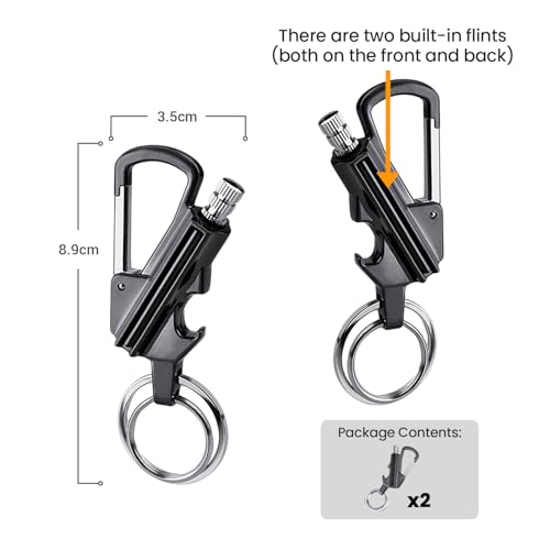 YUSUD 2 Pack Keychain Bottle Opener for Men, Permanent Match with Dual… - Image 4