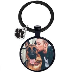 Eletizy Custom Pet Photo Keychain Personalized Photo Pawprint Dog Tag Keychain Engraved…