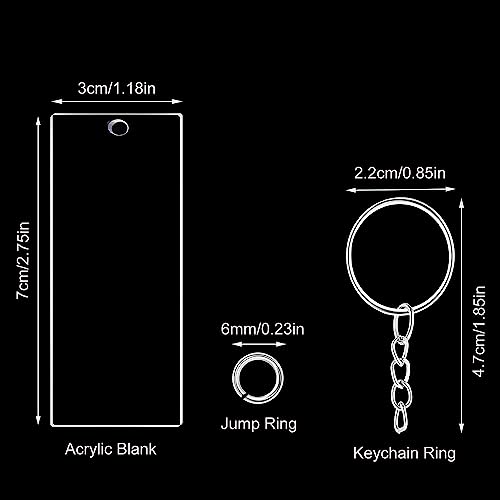 Acrylic Keychain Blanks Set Including 48pcs Rectangle Clear Acrylic Ornament Blanks (3… - Image 3