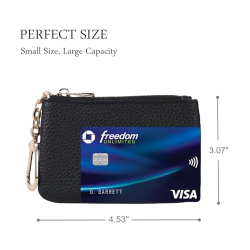 LARENNT Full Grain Leather Coin Purse With Key Chain - Image 3