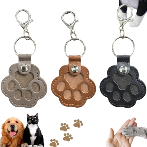 3 Pcs Dog Fur Storage Keychain, Cute Leather Paw Keychain Pet Hair…