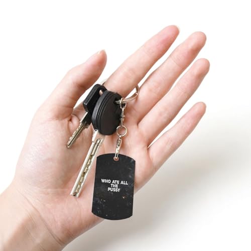 BIGKEULY Who Ate All The Pussy Key Chains Square Metal With Tags… - Image 5