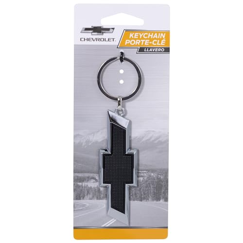 Plasticolor 004577R01 Chevrolet Textured Black and Chrome Bowtie Enamel Key Chain - Image 2