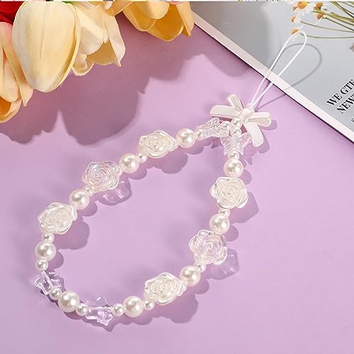 Ecally 3 Pcs Phone Charms Strap Camera Charm Strap Pearl Beaded Butterfly… - Image 3