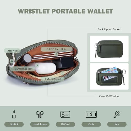 POIUGOYA Nylon Wristlet Wallets, Dual Pouch Keychain Wristlet Wallet, RFID Small Wallet… - Image 5