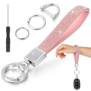 Huquary Bling Rhinestone Leather Car Keychain 4.72 Inch Keyholder with Rhinestones Shinning…