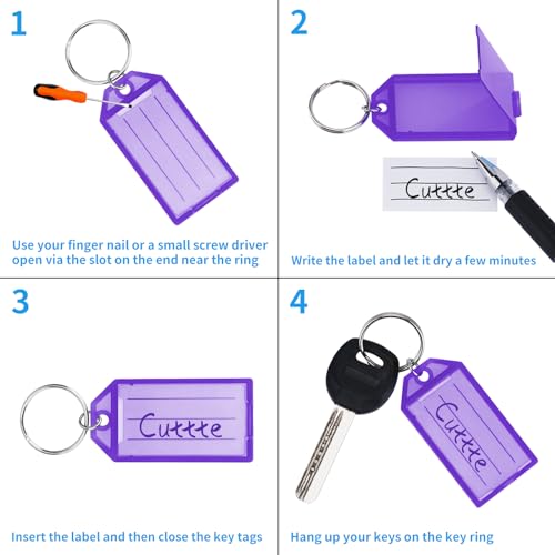 Cuttte 16 Pack Plastic Key Tags, Key Labels with Ring and Label… - Image 4