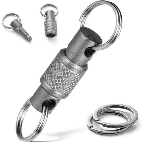 FEGVE Titanium Quick Release Swivel Keychain, Pull Apart Detachable Keychain Heavy Duty…