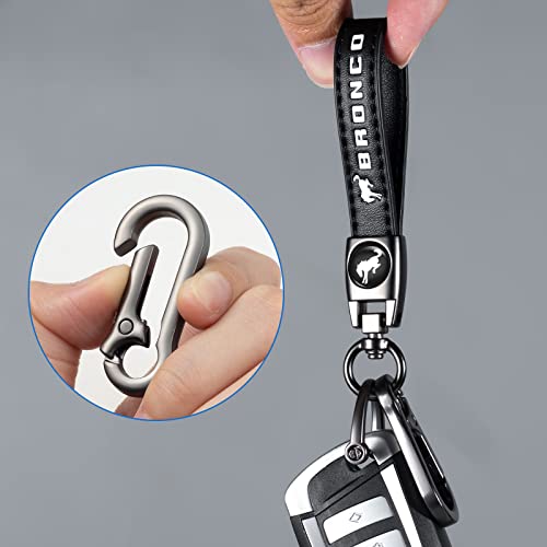 Genuine Leather Car Key Chain for Ford Bronco Keyring Keychain Accessories Family… - Image 3