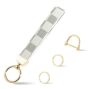 Weixiltc Leather Wristlet Keychain, Car Key Chain Holder with 2 Key Ring…