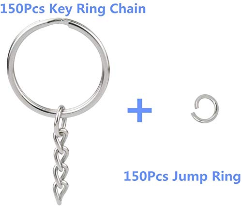 50 Pcs NANSSY 1 Inch/25mm Split Keyrings with Chain Silver Keychain Ring,… - Image 2