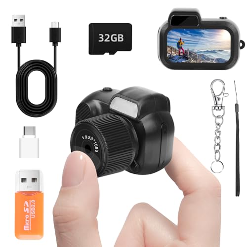 Mini Keychain Camera, FHD 1080p 8MP Mini Digital Camera with 32GB SD…