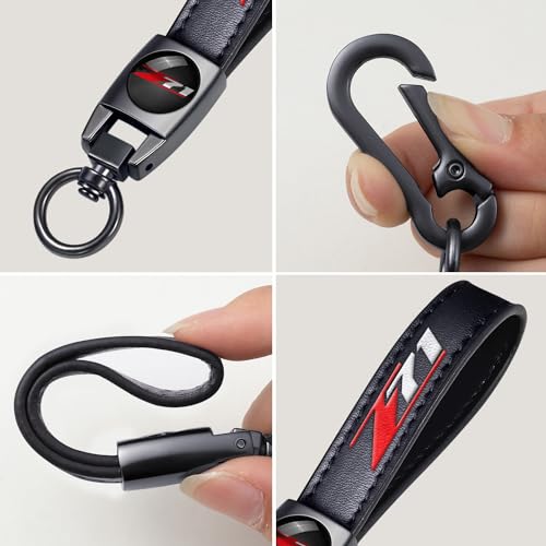Genuine Leather Car Keychain Compatible with Chevy Z71 Colorado Silverado Car Key… - Image 3