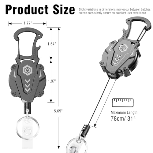 Autonomier 2Pack Heavy Duty Retractable Keychain, Tactical ID Badge Holder Reel Carabiner… - Image 4