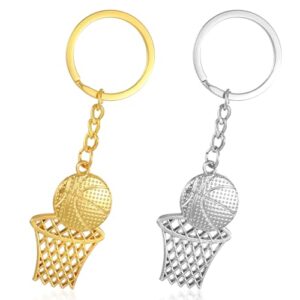 YQQYG 2 PCS Basketball Keychain, Metal Basketball Hoop Keychain, Gold Basketball Keychains…