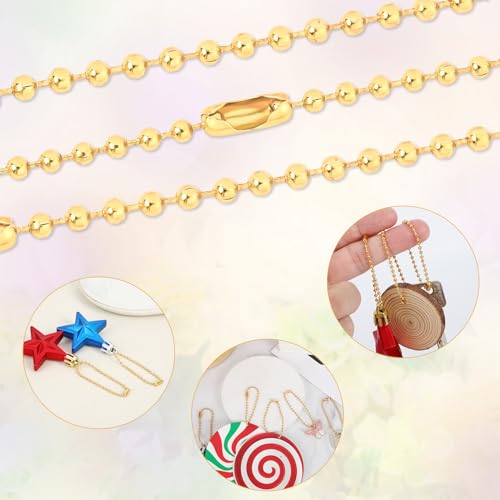 SANNIX 100Pcs Ball Beads Chain, Metal Hanging Chains 4.72 Inch Ball Chain… - Image 3