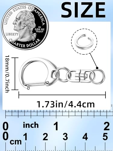 Evnlo 50Pcs Lobster Claw Clasps for Keychain Clip, Swivel Snap Hooks Silver… - Image 2