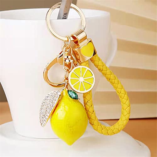 Ergugos Cute Lemon Keychain Little Lemon Crystal Rhinestone Key Chain Fruit Keyring… - Image 2