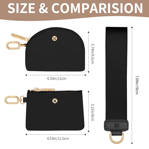 Hovmwey Keychain Wallet, Detachable Dual Pouch Wristlet Wallets for Women Men, Portable… - Image 4