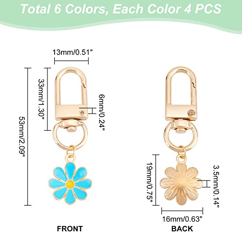 PH PandaHall 24pcs Flower Keychain, Daisy Enameled Charms Aesthetic Keychain Car Key… - Image 2