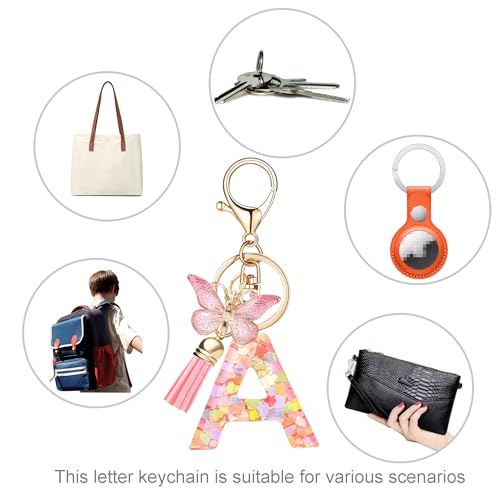 OKAICEN Fashion Alphabet Initial Letter Keychain Tassel Butterfly Pendant Key Ring for… - Image 7