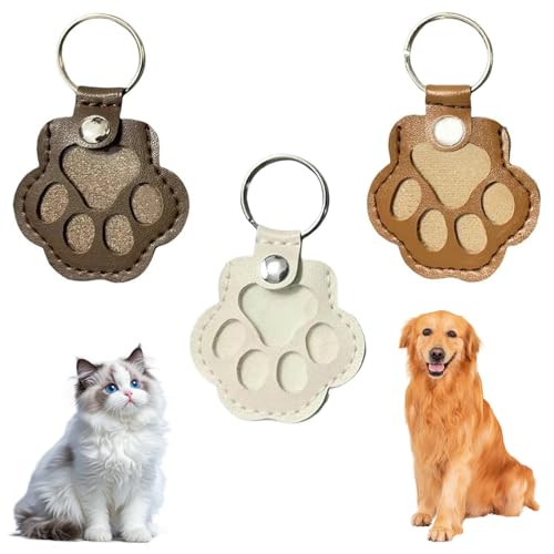 3 Pcs Pet Paw Shaped Leather Keychain, Pet Hair Keychain, Pet Memorial…