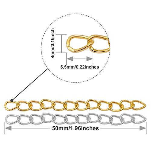 100pcs 50mm x 4mm Extender Chains Tail Chain Removable Extension Chain for… - Image 3