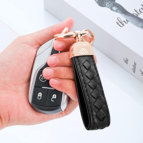 Genuine Leather Car Keychain, Handmade Knit Sheepskin Key chains for Women, Universal… - Image 5