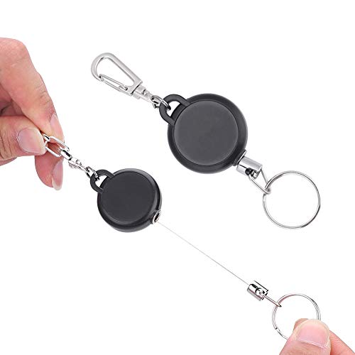 Retractable Keychains Badge Reel Holder, Extendable Keychain, Stainless Steel Retractable Keyring Key…