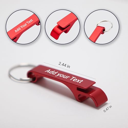 100PCS Personalized Bottle Opener Keychains, Bulk Custom Engraved Text Logo Keychain Can… - Image 3