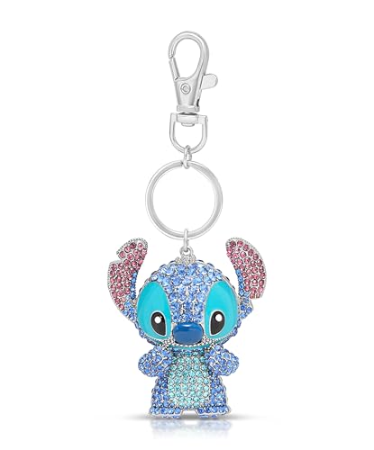 Stitch Keychain Official License, Multicolored Pave Crystal Stitch Charm Keychain, Disney Bag…
