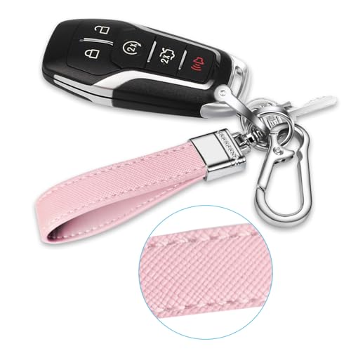 QBUC Genuine Leather Car Keychain,Universal Heavy Duty Metal Key Chain Accessories,Car Fob… - Image 5
