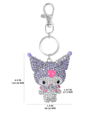 Sanrio Kuromi Keychain Official License, White and Purple Pave Crystal Kuromi Charm… - Image 7