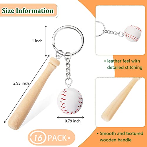 Hicarer Mini Baseball Keychain with Wooden Bat for Sports Theme Party Team… - Image 2