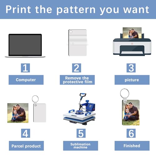 LaiHiulaan 240Pcs Sublimation Keychain Blanks Rectangle Bulk Products Double Sides 80 MDF… - Image 5