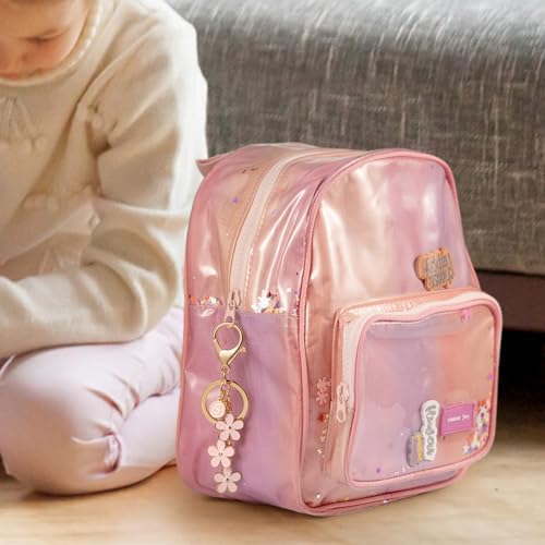 SELOVO Initial A Key Chain letter Pink Keychain for Girls Women - Image 3