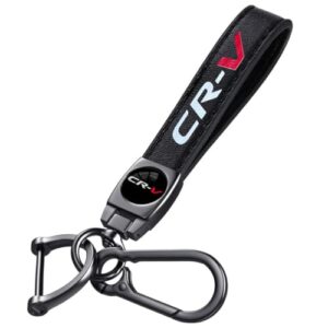 HUIANTS Black Leather Car Keychain Metal Car Keyring Compatible with Honda CR