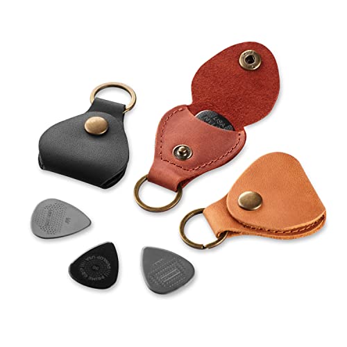 Leather Guitar Pick Holder Keychain, Guitar Pick Holder Case Bag, Plectrum Key… - Image 9