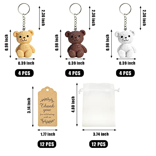 BANBALLON 12 Set Bear Party Favor Bear Keychains with Organza Bags Thank… - Image 2