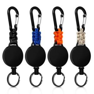 Retractable Keychain 4 Pieces Heavy Duty Carabiner Badge Holder Retractable Badge Reel…
