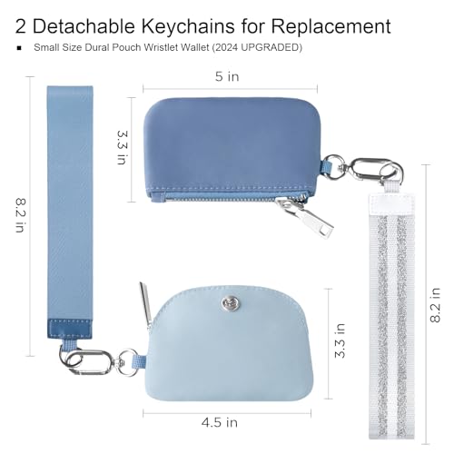 Mini Zip Around Dual Pouch Wristlet With 2 Straps Wristlet Keychain Wallet… - Image 2