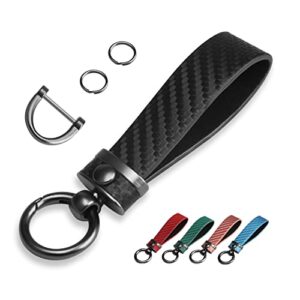 QBUC Carbon Fiber Style Car Key Chain Microfiber Leather Key Fob Keychains…