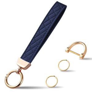 Weixiltc Leather Wristlet Keychain, Car Key Chain Holder with 2 Key Ring…