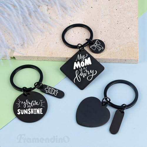 Framendino, 30 Pack Black Engravable Keychains Blank Laser Engraving Metal Key Ring… - Image 4