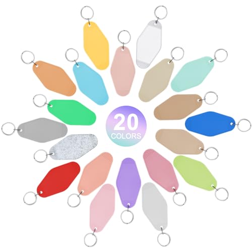 LOTMER 40 PCS Hotel Keychain Blank with Key Rings, 20 Colors Plastic… - Image 2