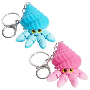 Dexprosy 2pcs Kawaii 3D Printed Hermit Crab Keychain