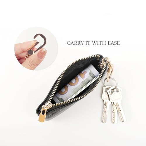 LARENNT Full Grain Leather Coin Purse With Key Chain - Image 7