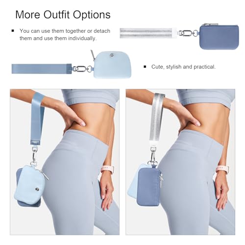 Mini Zip Around Dual Pouch Wristlet With 2 Straps Wristlet Keychain Wallet… - Image 4