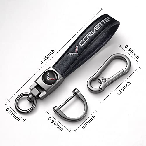 Uijtylj Genuine Leather Car Keychain Fit for Corvette C1 C2 C3 C4… - Image 2